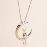 Fashion Cat Moon Pendant Necklace