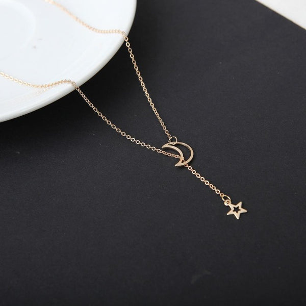Fashion Moon Star Pendant Choker Necklace