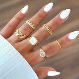 Retro Geometric Ring Set