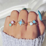 Retro Geometric Ring Set