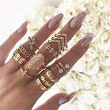 Retro Geometric Ring Set