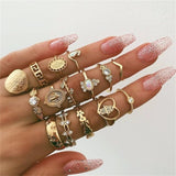 Retro Geometric Ring Set